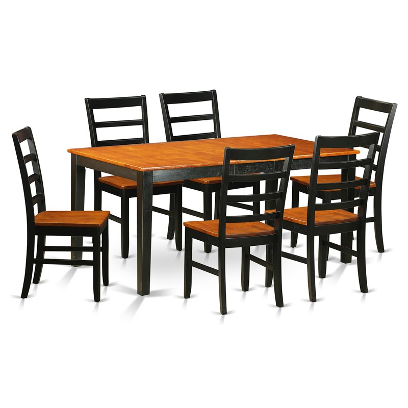 Pemberly Row 7-Piece Dining Set with Wood Chairs in Black & Cherry