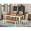 Pemberly Row 6-Piece Dining Set with Chairs & Bench in Buttermilk & Cherry