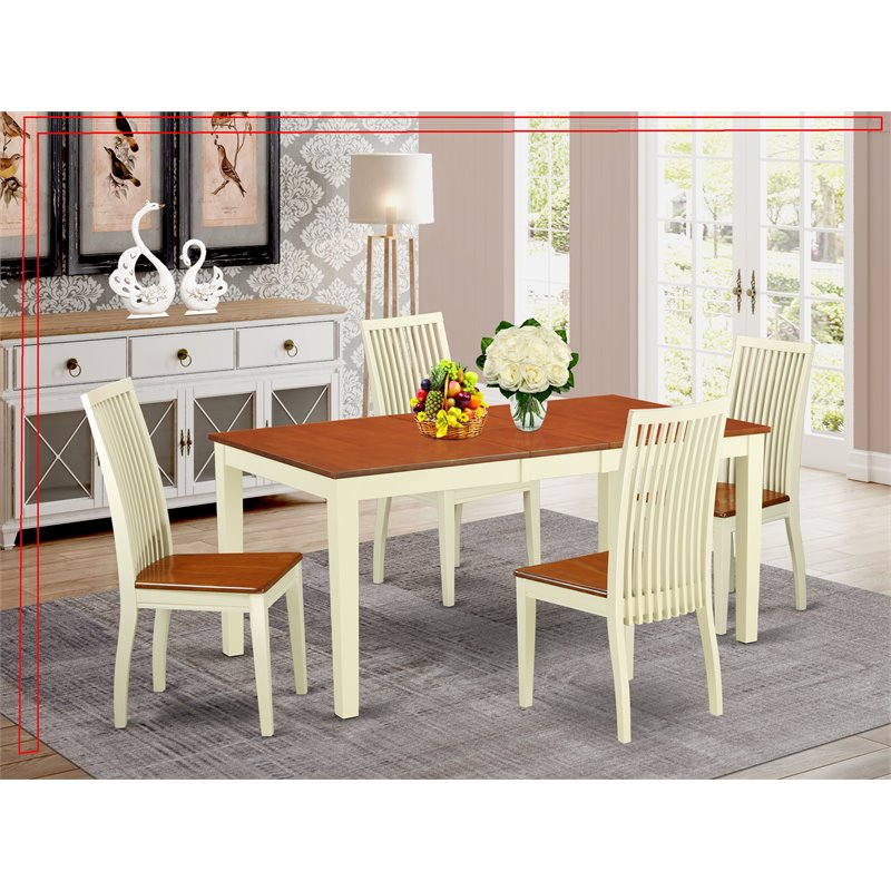 Pemberly Row 5-Piece Wood Dining Set with Expansion Leaf in Cherry Finish