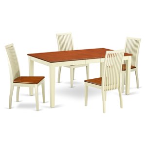 Pemberly Row 5-Piece Wood Dining Set with Expansion Leaf in Cherry Finish