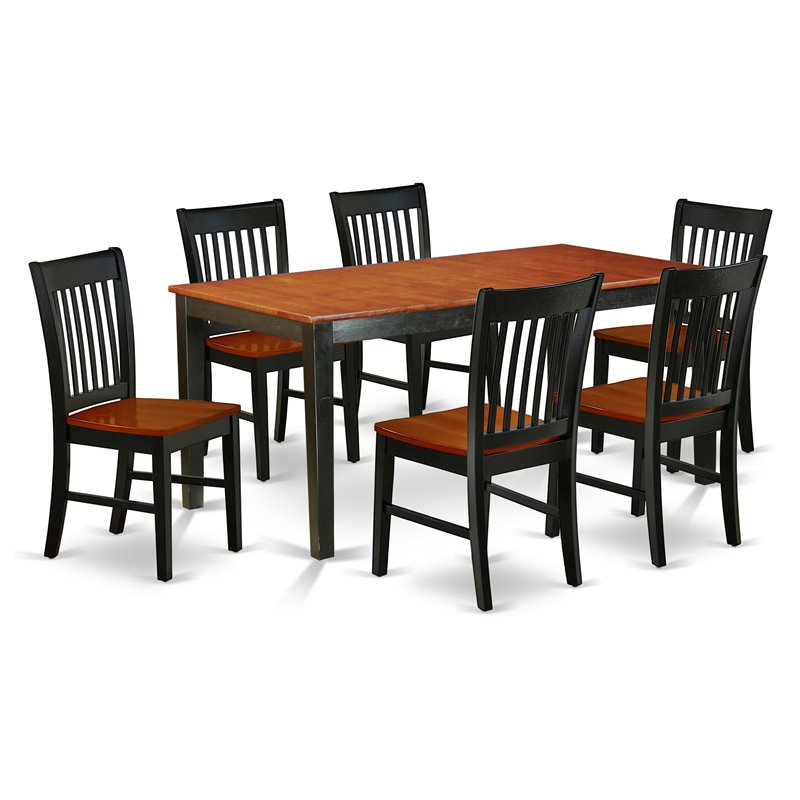 Pemberly Row 7-Piece Engineered Wood Dining Set in Black/Cherry Finish