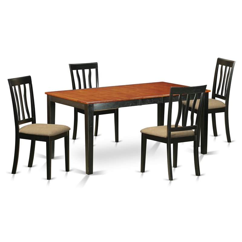 Pemberly Row 5-Piece Black/Cherry Wood Kitchen Dining Table Set