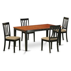 Pemberly Row 5-Piece Black/Cherry Wood Kitchen Dining Table Set