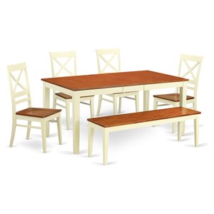 Pemberly Row 6-Piece Wood Dining Table Set in Buttermilk and Cherry Finish
