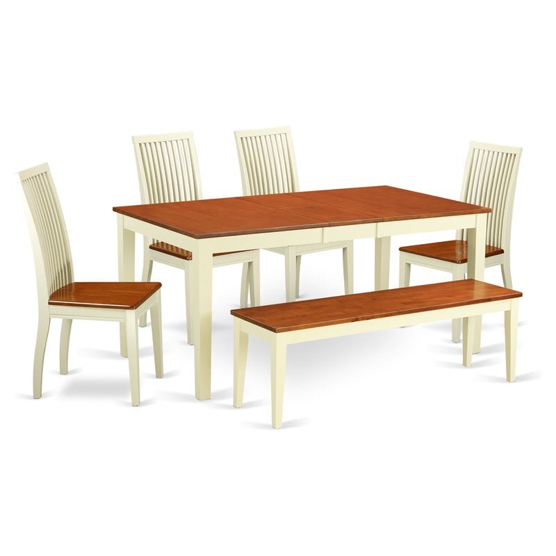 Pemberly Row 6-Piece Wood Dining Table Set with Extendable Leaf