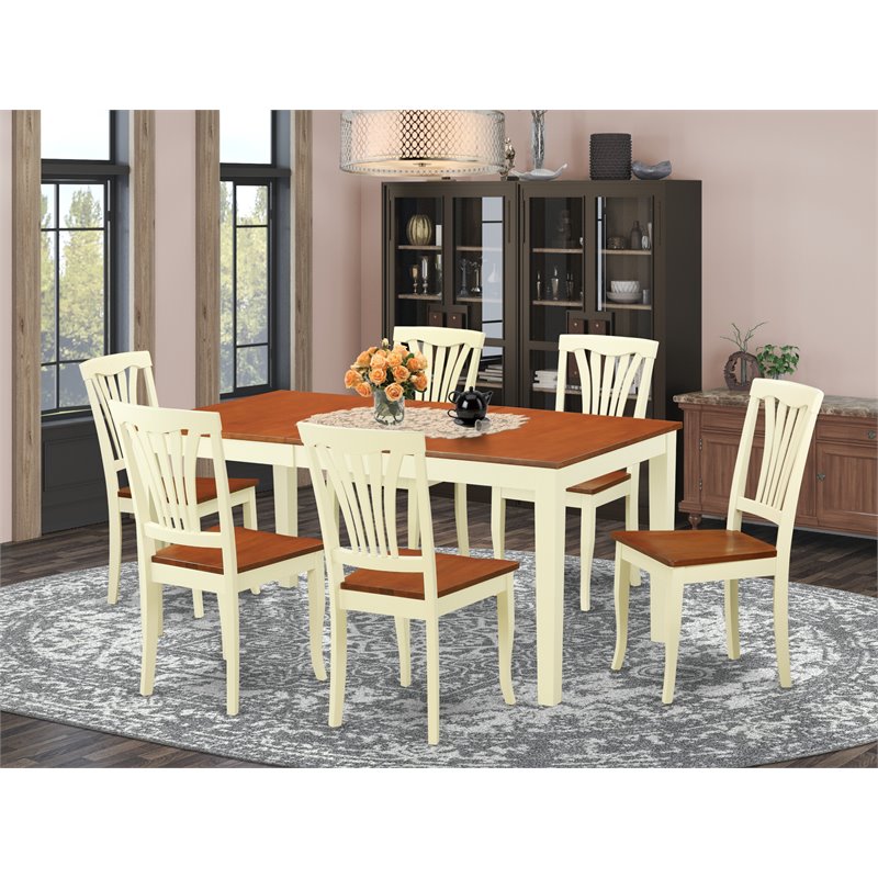 Pemberly Row 7-Piece Wood Dining Room Set in Buttermilk & Cherry Finish
