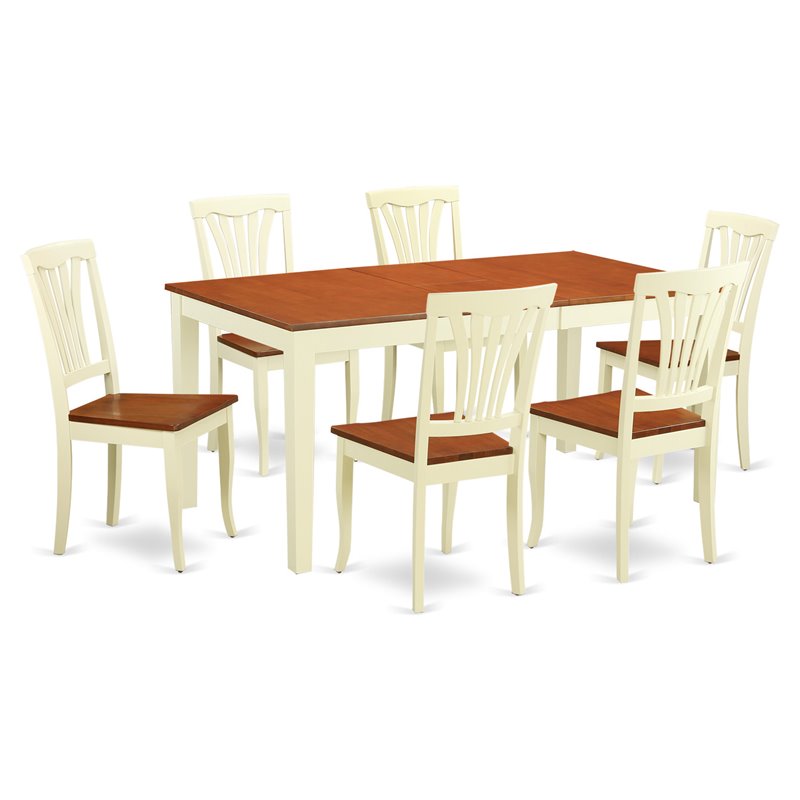 Pemberly Row 7-Piece Wood Dining Room Set in Buttermilk & Cherry Finish