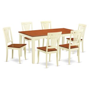 Pemberly Row 7-Piece Wood Dining Room Set in Buttermilk & Cherry Finish