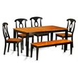 Pemberly Row 6-Piece Wood Dining Set with Bench in Black & Cherry Finish