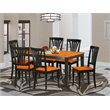 Pemberly Row 7-Piece Wood Dining Table Set in Black and Cherry Finish