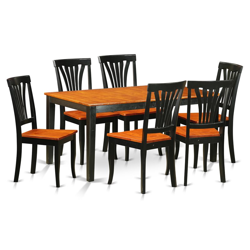 Pemberly Row 7-Piece Wood Dining Table Set in Black and Cherry Finish