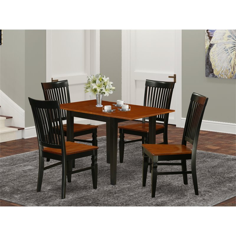 Pemberly Row 5-Piece Black & Cherry Dining Table Set with Wood Chairs