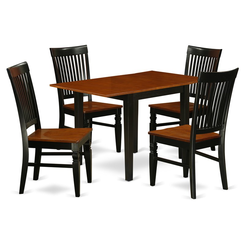 Pemberly Row 5-Piece Black & Cherry Dining Table Set with Wood Chairs