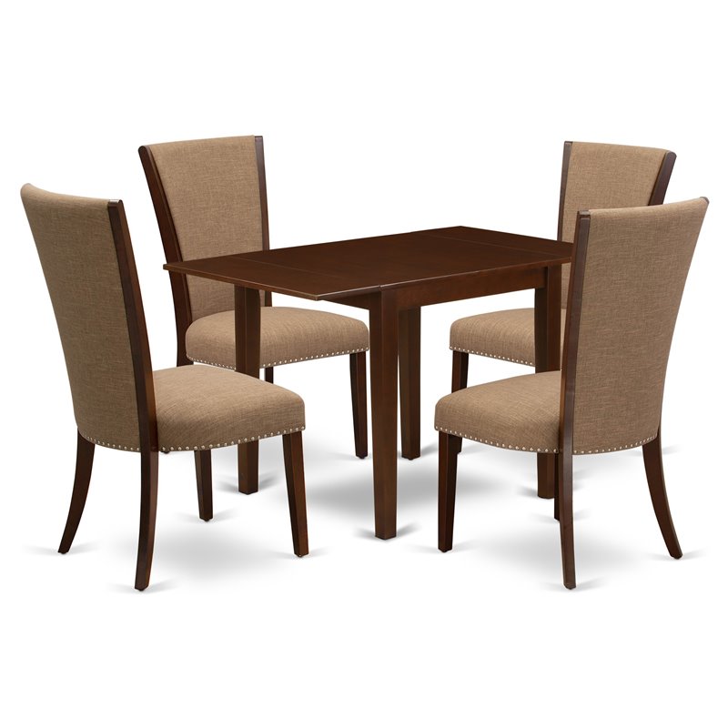 Pemberly Row 5-Piece Dining Set with Drop Leaf in Light Sable and Mahogany