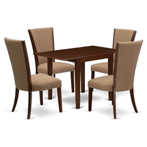 Pemberly Row 5-Piece Dining Set with Drop Leaf in Light Sable and Mahogany