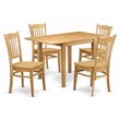 Pemberly Row 5-Piece Oak Dining Set with Slat-Back Chairs in Linen White