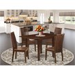 Pemberly Row 5-Piece Mahogany Dining Table Set with Slat-Back Chairs