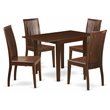 Pemberly Row 5-Piece Mahogany Dining Table Set with Slat-Back Chairs