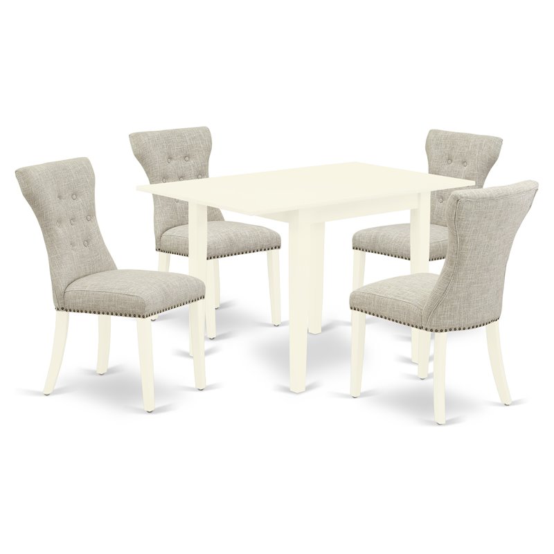 Pemberly Row 5-Piece White Wood Kitchen Table Set with Upholstered Chairs