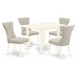 Pemberly Row 5-Piece White Wood Kitchen Table Set with Upholstered Chairs