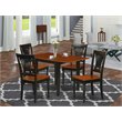 Pemberly Row 5-Piece Dining Table Set in Black and Cherry Solid Wood