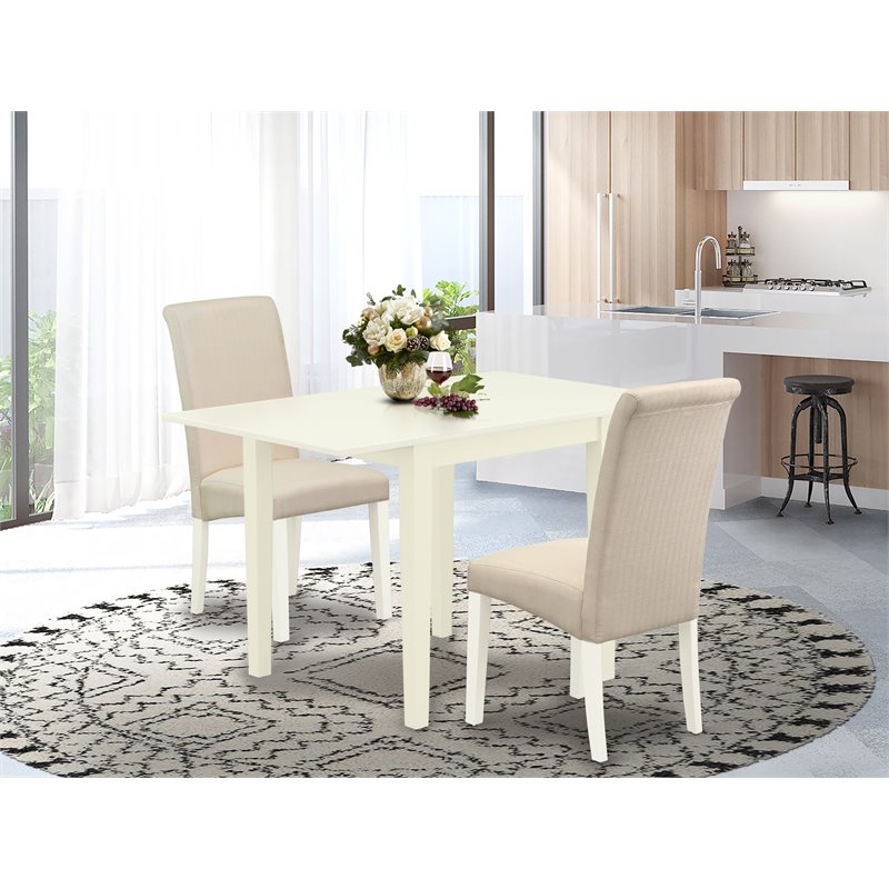Pemberly Row 3-Piece Wood Dining Set in Linen White and Cream