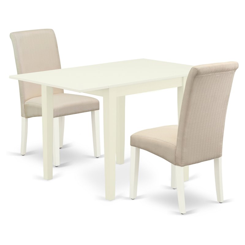 Pemberly Row 3-Piece Wood Dining Set in Linen White and Cream