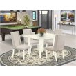 Pemberly Row 5-Piece Dining Table and Parson Chair Set in Linen White