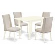 Pemberly Row 5-Piece Dining Table and Parson Chair Set in Linen White