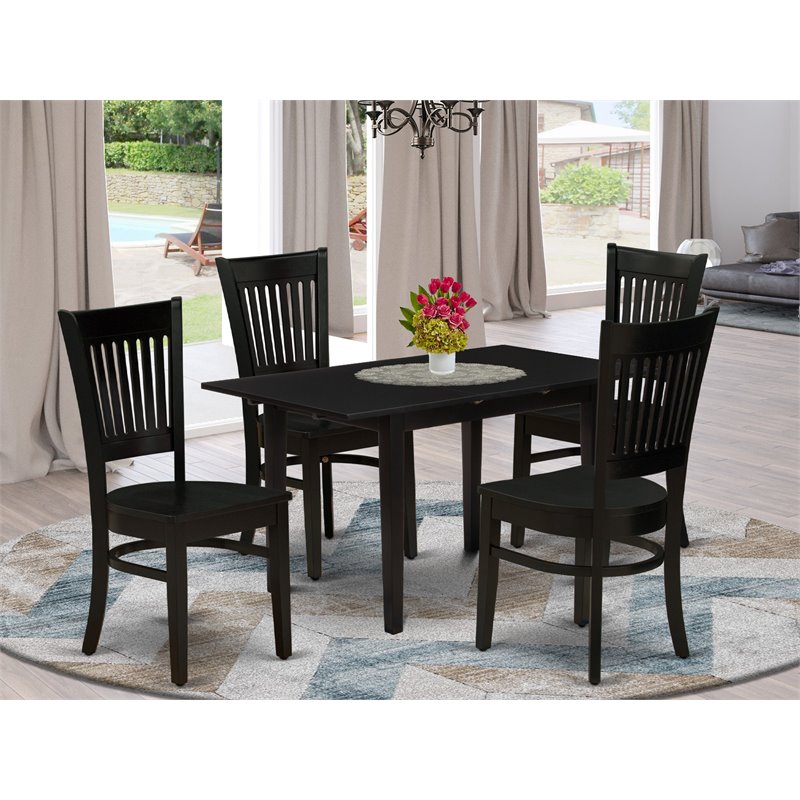 Pemberly Row 5-Piece Traditional Black Wood Dining Table Set