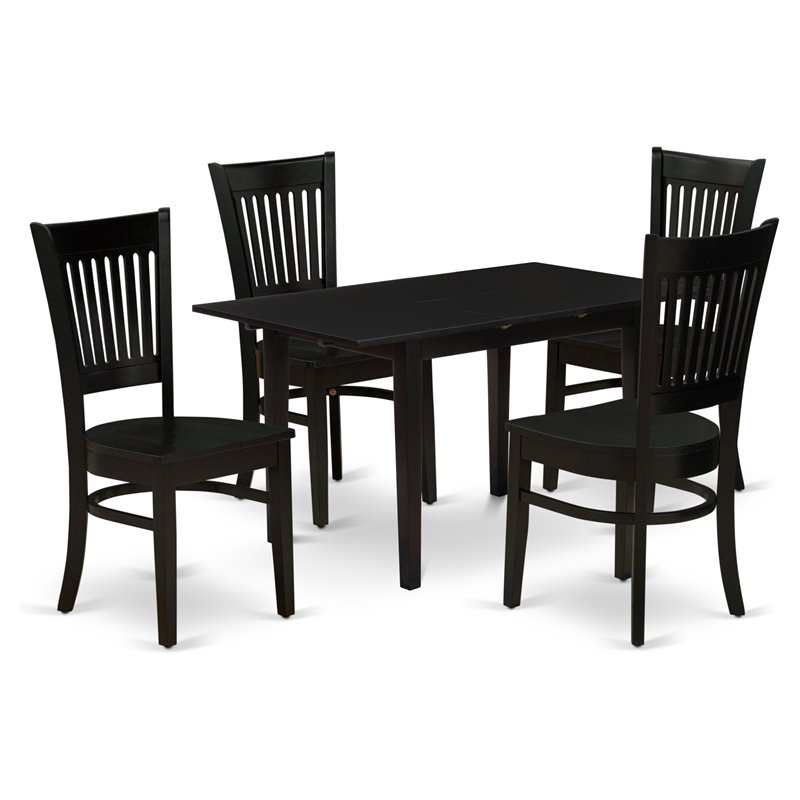Pemberly Row 5-Piece Traditional Black Wood Dining Table Set