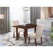 Pemberly Row 3-Piece Mahogany Dining Set with Cream Linen Upholstery