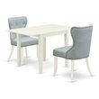Pemberly Row 3-Piece Wood Dining Table Set in White & Baby Blue