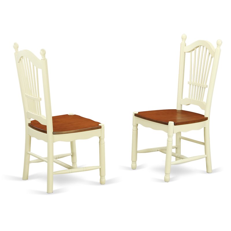 Pemberly Row 5-Piece Wood Kitchen Table Set in Buttermilk & Cherry