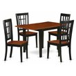 Pemberly Row 5-Piece Wood Dining Set with Panel Back in Black/Cherry