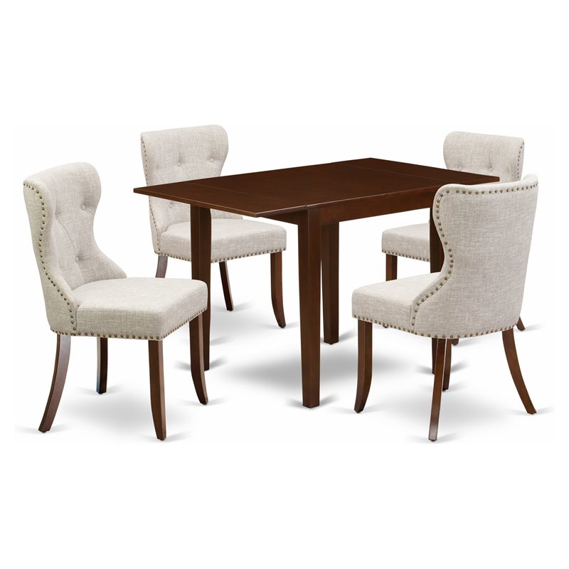 Pemberly Row 5-Piece Wood Dining Table with Chairs in Mahogany