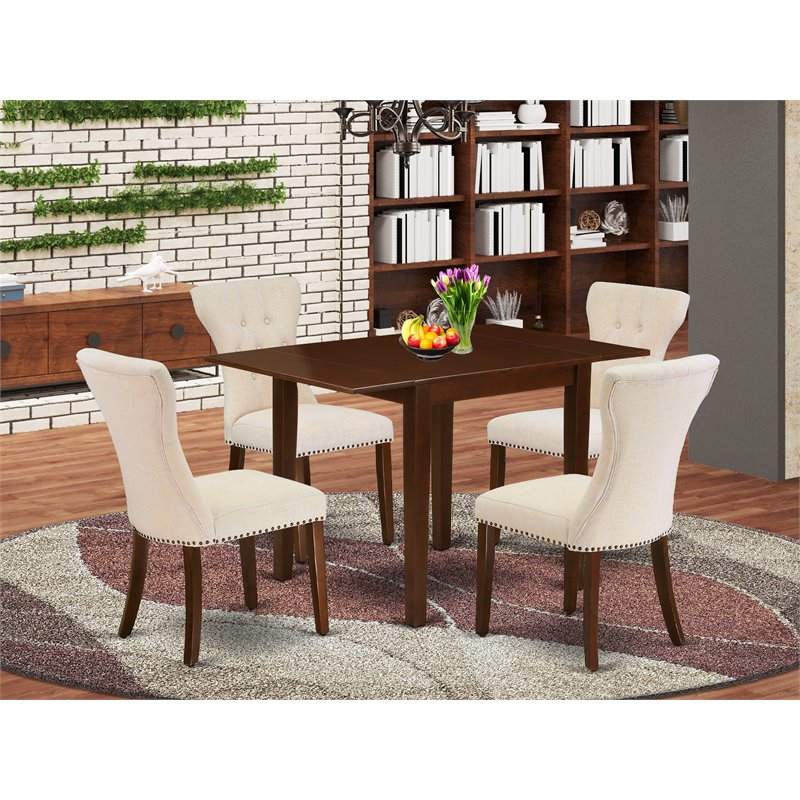 Pemberly Row 5-Piece Wood Dining Table Set in Mahogany Finish