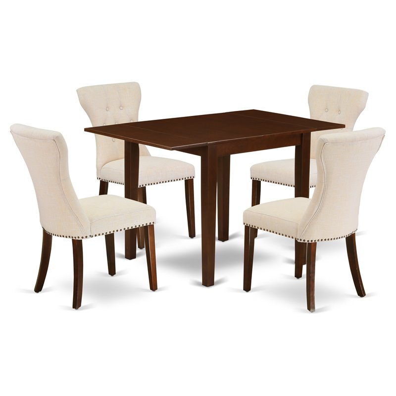 Pemberly Row 5-Piece Wood Dining Table Set in Mahogany Finish