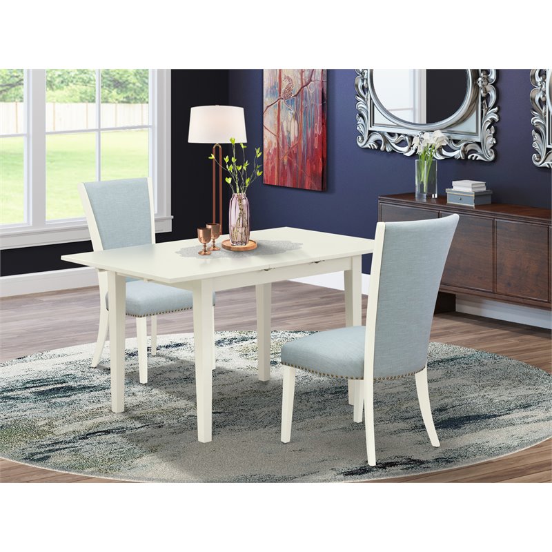Pemberly Row 3-Piece Kitchen Table Set in Linen White Finish