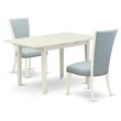 Pemberly Row 3-Piece Kitchen Table Set in Linen White Finish