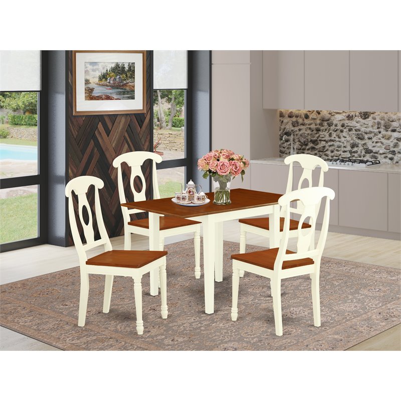 Pemberly Row 5-Piece Wood Dining Set with Napoleon Back in Cherry Finish