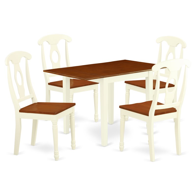 Pemberly Row 5-Piece Wood Dining Set with Napoleon Back in Cherry Finish