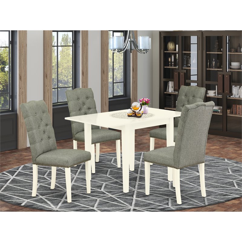 Pemberly Row 5-Piece Wood Dinette Set with Linen White Finish
