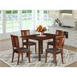 Pemberly Row 5-Piece Dining Set with Leather Seats in Mahogany Finish