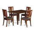Pemberly Row 5-Piece Dining Set with Leather Seats in Mahogany Finish
