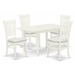 Pemberly Row 5-Piece Dining Set in Linen White with Rubber Wood Frame