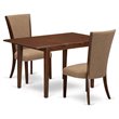 Pemberly Row 3-Piece Wood Dining Set in Mahogany and Linen Fabric