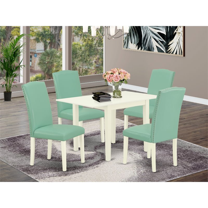 Pemberly Row 5-Piece Dining Table Set with PU Leather Seats in White