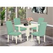 Pemberly Row 5-Piece Dining Table Set with PU Leather Seats in White