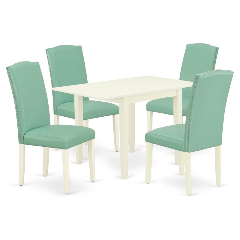 Pemberly Row 5-Piece Dining Table Set with PU Leather Seats in White